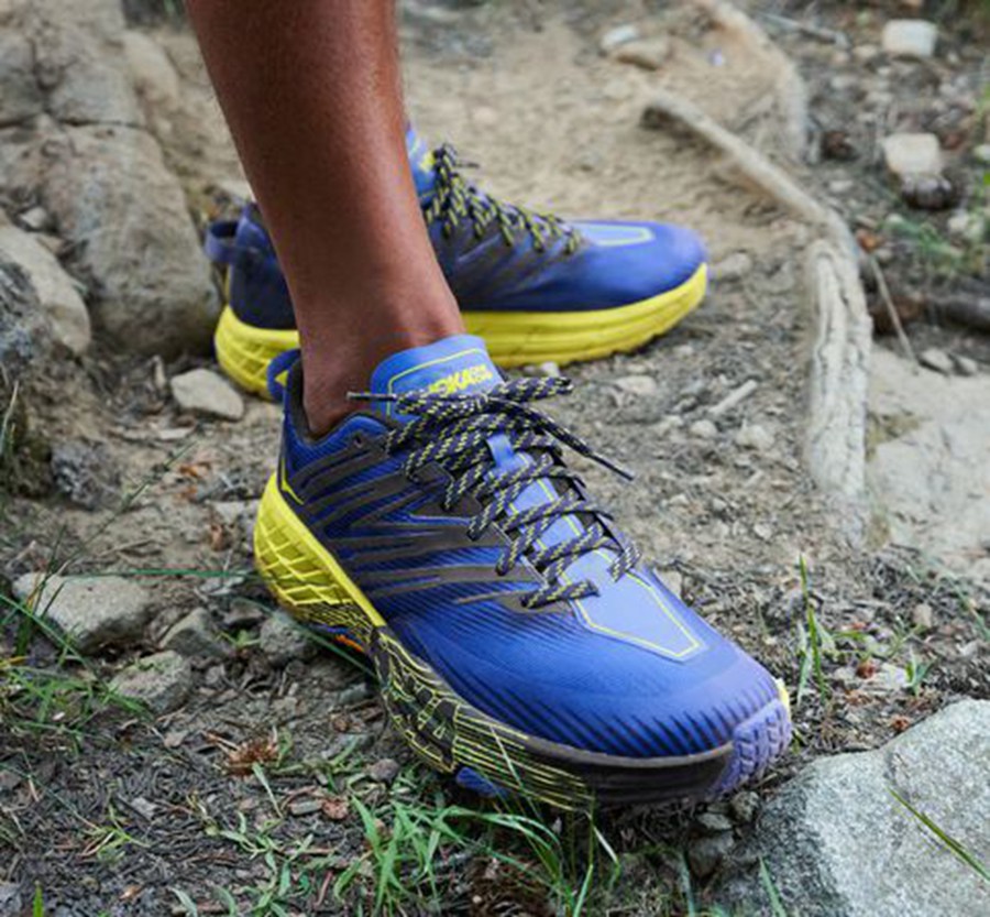 Zapatillas Trail Hoka One One Hombre - Speedgoat 4 - Azules/Verde - HLJ031486